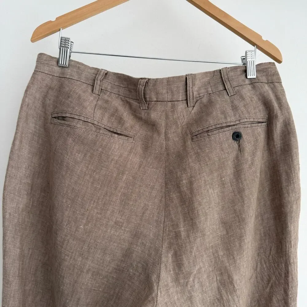 Orvis 100% Linen Pants Mens 36x29 Beige Khaki Trousers Minimalist Resort Wedding